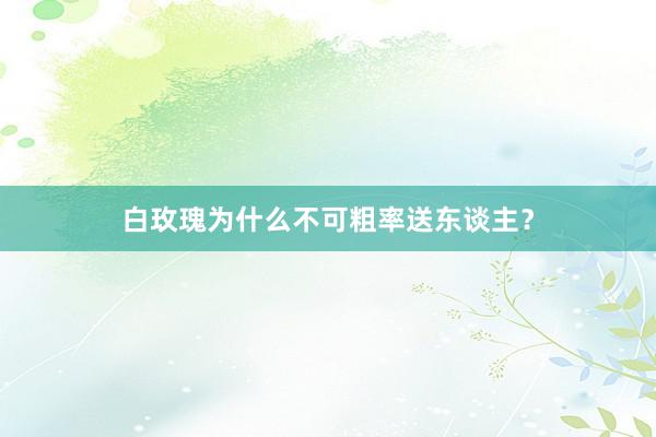 白玫瑰为什么不可粗率送东谈主？